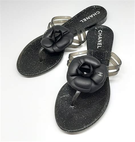 chanel jelly mules slides with camellia flowers|sandals in chanel.